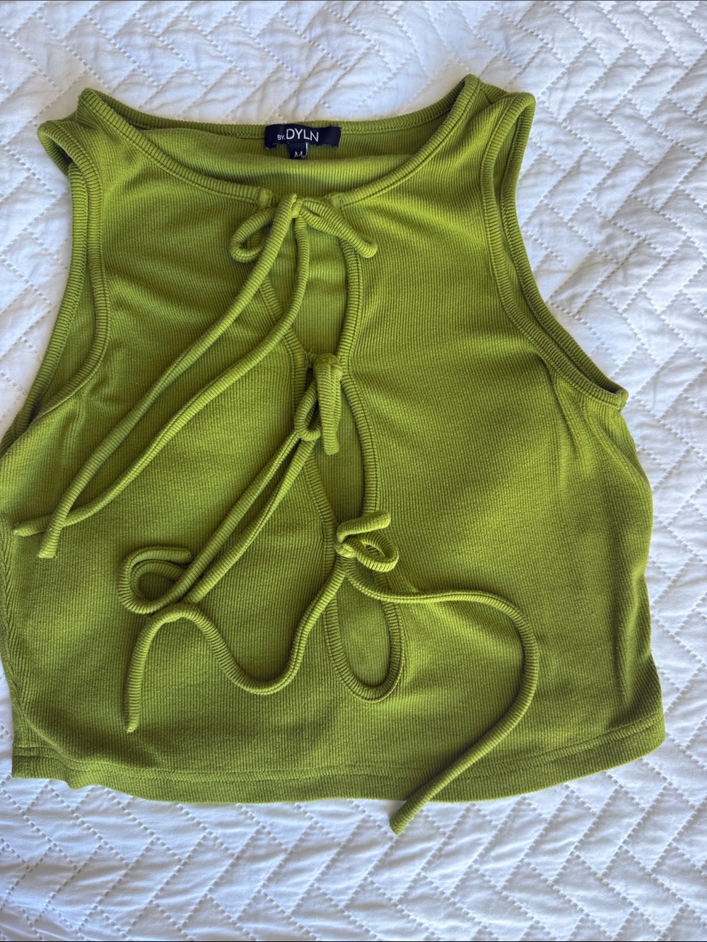 Light olive front tie top